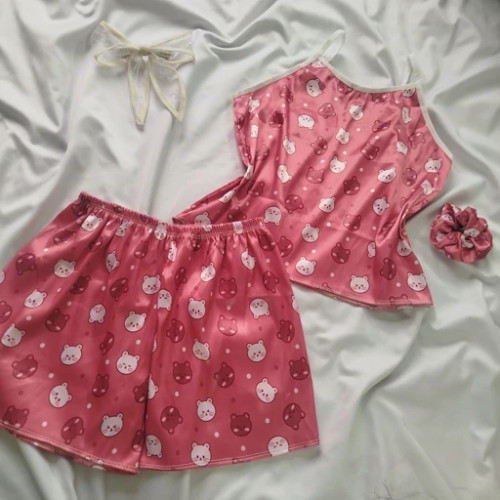 ست تاپ و شلوارک ساتن عروسکی